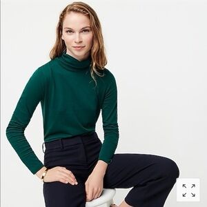 NWT J. Crew Long Sleeve Tissue Turtleneck in Forrest Green